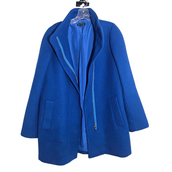 J. Crew Jackets & Blazers - J.Crew Size 8 Mercantile City Coat Women‎ Royal Blue Wool Blend Zip Coat J6140